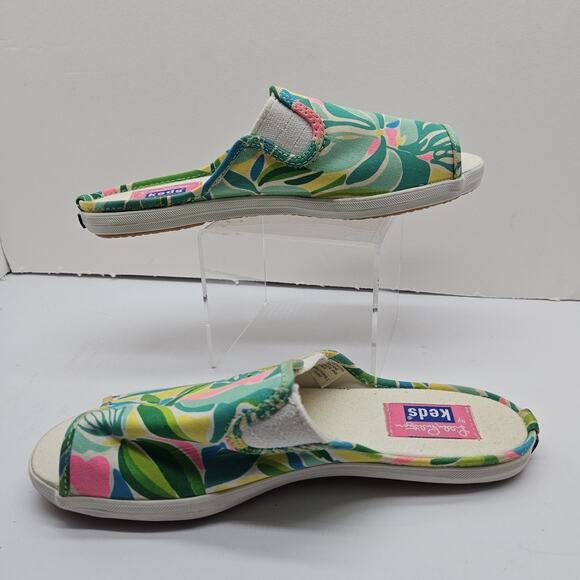 Vintage Lilly Pulitzer x Keds Women’s Green Pink Floral Open Toe Sandals Sz 6 - Picture 2 of 6